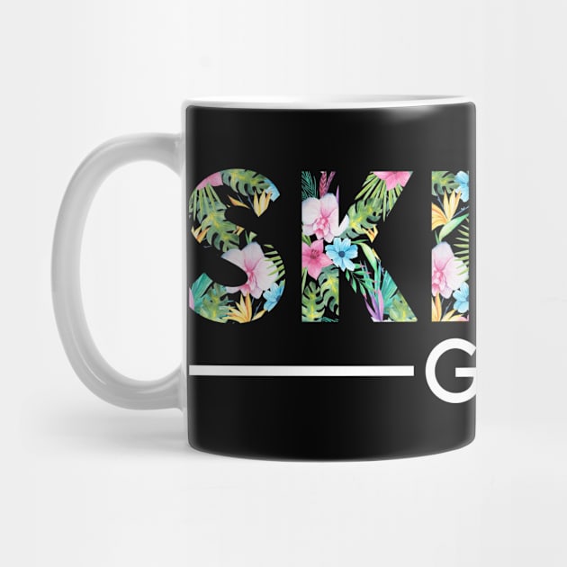 Ski girl floral design. Perfect present for mom dad friend him or her by SerenityByAlex